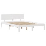 vidaXL Cadru de pat cu tăblie fără saltea, alb, 140x190 cm
