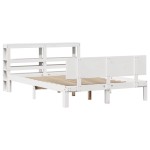 vidaXL Cadru de pat cu tăblie, alb, 150x200 cm lemn masiv pin vidaXL Cadru de pat cu tăblie, alb, 150x200 cm lemn masiv pin