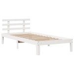 vidaXL Cadru de pat cu tăblie, alb, 75x190 cm, lemn masiv de pin vidaXL Cadru de pat cu tăblie, alb, 75x190 cm, lemn masiv de pin