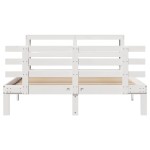 vidaXL Cadru de pat cu tăblie, alb, 135x190 cm, lemn masiv de pin vidaXL Cadru de pat cu tăblie, alb, 135x190 cm, lemn masiv de pin