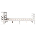 vidaXL Cadru de pat cu tăblie, alb, 135x190 cm, lemn masiv de pin vidaXL Cadru de pat cu tăblie, alb, 135x190 cm, lemn masiv de pin