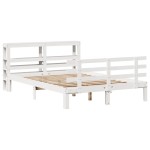 vidaXL Cadru de pat cu tăblie, alb, 150x200 cm lemn masiv pin vidaXL Cadru de pat cu tăblie, alb, 150x200 cm lemn masiv pin