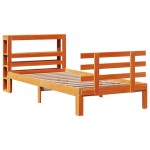 vidaXL Cadru de pat cu tăblie, maro ceruit, 100x200 cm, lemn masiv pin vidaXL Cadru de pat cu tăblie, maro ceruit, 100x200 cm, lemn masiv pin