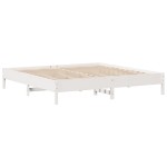 vidaXL Cadru de pat fără saltea, alb, 200x200 cm, lemn masiv pin