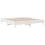 vidaXL Cadru de pat fără saltea, alb, 180x200 cm, lemn masiv pin
