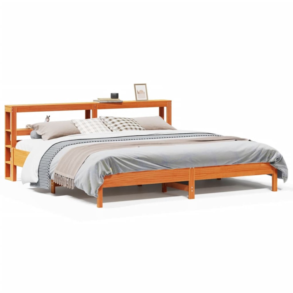 vidaXL Cadru de pat fără saltea, maro ceruit 180x200 cm lemn masiv pin