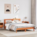 vidaXL Cadru de pat fără saltea, maro ceruit 150x200 cm lemn masiv pin vidaXL Cadru de pat fără saltea, maro ceruit 150x200 cm lemn masiv pin