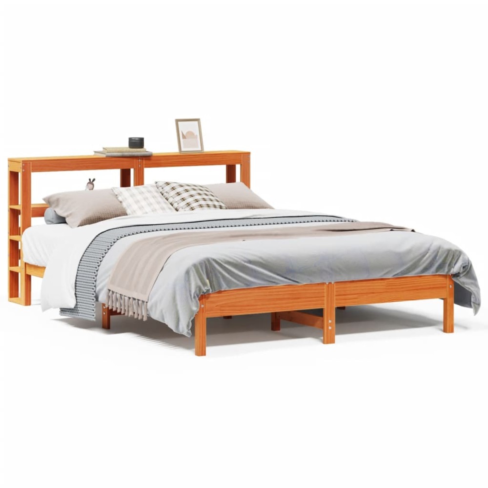 vidaXL Cadru de pat fără saltea, maro ceruit 140x200 cm lemn masiv pin