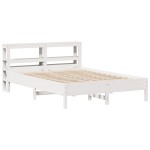 vidaXL Cadru de pat fără saltea, alb, 140x190 cm, lemn masiv de pin