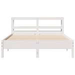 vidaXL Cadru de pat fără saltea, alb, 140x190 cm, lemn masiv de pin