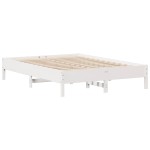 vidaXL Cadru de pat fără saltea, alb, 140x190 cm, lemn masiv de pin