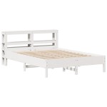 vidaXL Cadru de pat fără saltea, alb, 135x190 cm, lemn masiv de pin vidaXL Cadru de pat fără saltea, alb, 135x190 cm, lemn masiv de pin