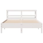 vidaXL Cadru de pat fără saltea, alb, 135x190 cm, lemn masiv de pin vidaXL Cadru de pat fără saltea, alb, 135x190 cm, lemn masiv de pin