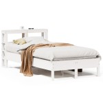 vidaXL Cadru de pat fără saltea, alb, 120x190 cm, lemn masiv pin vidaXL Cadru de pat fără saltea, alb, 120x190 cm, lemn masiv pin