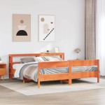 vidaXL Cadru de pat fără saltea, maro ceruit 200x200 cm lemn masiv pin vidaXL Cadru de pat fără saltea, maro ceruit 200x200 cm lemn masiv pin