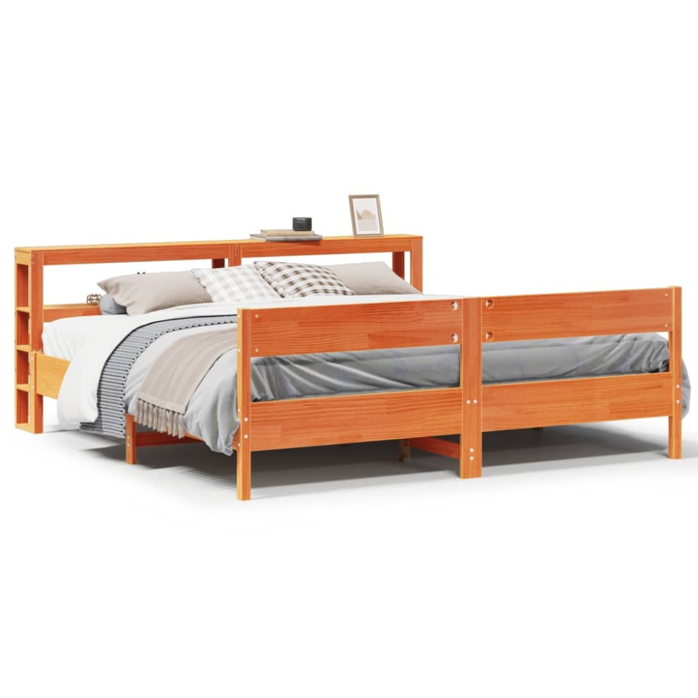 vidaXL Cadru de pat fără saltea, maro ceruit 180x200 cm lemn masiv pin