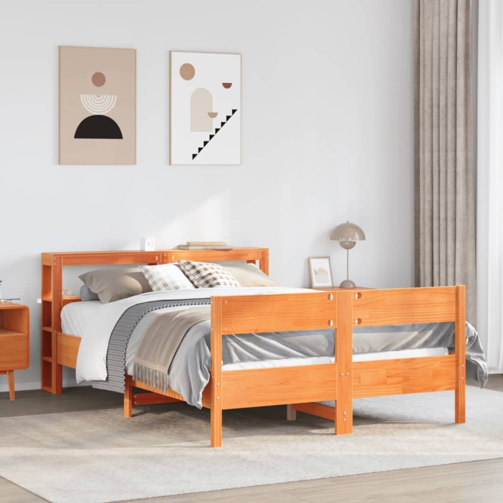 vidaXL Cadru de pat fără saltea, maro ceruit 150x200 cm lemn masiv pin