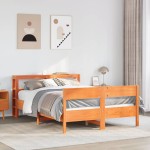 vidaXL Cadru de pat fără saltea, maro ceruit 140x200 cm lemn masiv pin vidaXL Cadru de pat fără saltea, maro ceruit 140x200 cm lemn masiv pin