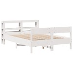 vidaXL Cadru de pat fără saltea, alb, 140x190 cm, lemn masiv de pin vidaXL Cadru de pat fără saltea, alb, 140x190 cm, lemn masiv de pin