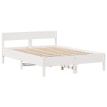 vidaXL Cadru de pat fără saltea, alb, 140x190 cm, lemn masiv de pin vidaXL Cadru de pat fără saltea, alb, 140x190 cm, lemn masiv de pin