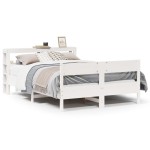 vidaXL Cadru de pat fără saltea, alb, 135x190 cm, lemn masiv de pin vidaXL Cadru de pat fără saltea, alb, 135x190 cm, lemn masiv de pin