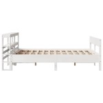 vidaXL Cadru de pat fără saltea, alb, 135x190 cm, lemn masiv de pin vidaXL Cadru de pat fără saltea, alb, 135x190 cm, lemn masiv de pin