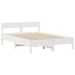 vidaXL Cadru de pat fără saltea, alb, 135x190 cm, lemn masiv de pin vidaXL Cadru de pat fără saltea, alb, 135x190 cm, lemn masiv de pin