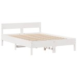 vidaXL Cadru de pat fără saltea, alb, 120x190 cm, lemn masiv pin