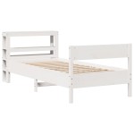 vidaXL Cadru de pat fără saltea, alb, 75x190 cm, lemn masiv de pin
