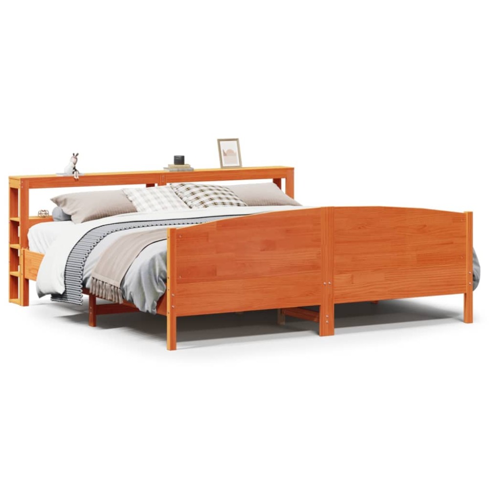 vidaXL Cadru de pat fără saltea, maro ceruit 200x200 cm lemn masiv pin