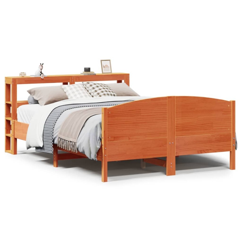 vidaXL Cadru de pat fără saltea, maro ceruit 140x200 cm lemn masiv pin