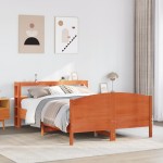 vidaXL Cadru de pat fără saltea, maro ceruit 140x200 cm lemn masiv pin vidaXL Cadru de pat fără saltea, maro ceruit 140x200 cm lemn masiv pin