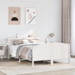 vidaXL Cadru de pat fără saltea, alb, 135x190 cm, lemn masiv de pin vidaXL Cadru de pat fără saltea, alb, 135x190 cm, lemn masiv de pin