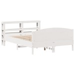 vidaXL Cadru de pat fără saltea, alb, 135x190 cm, lemn masiv de pin vidaXL Cadru de pat fără saltea, alb, 135x190 cm, lemn masiv de pin