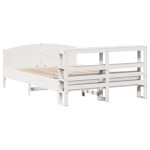vidaXL Cadru de pat fără saltea, alb, 135x190 cm, lemn masiv de pin vidaXL Cadru de pat fără saltea, alb, 135x190 cm, lemn masiv de pin