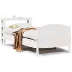 vidaXL Cadru de pat fără saltea, alb, 75x190 cm, lemn masiv de pin