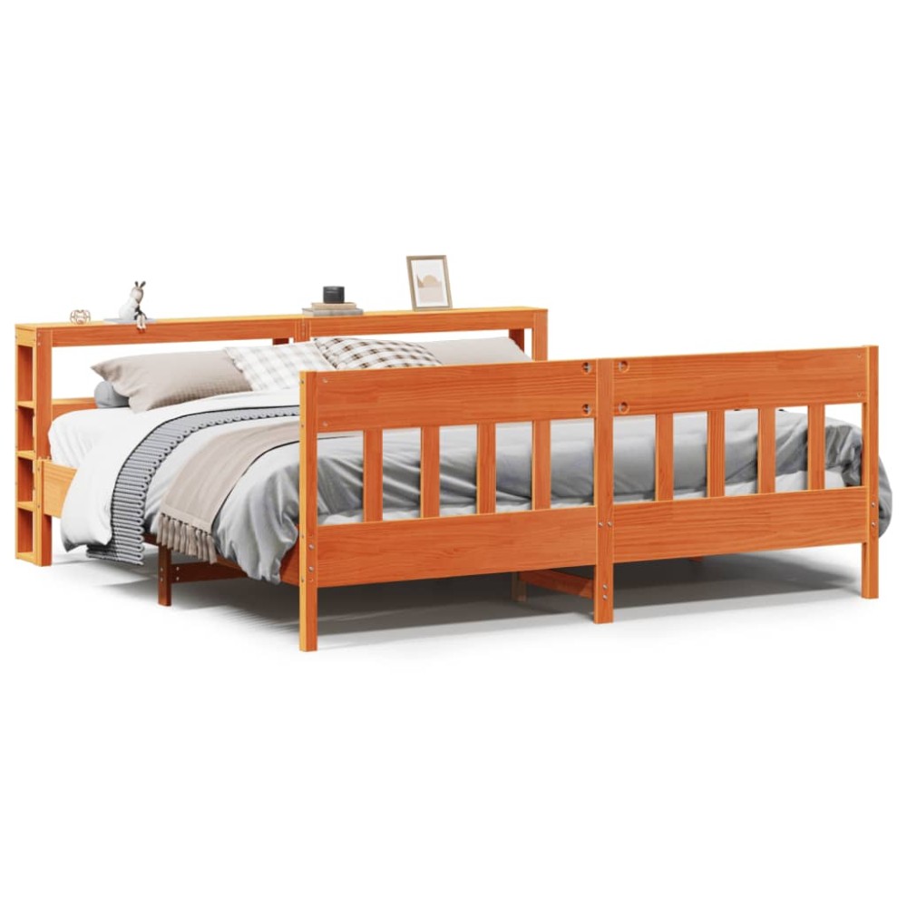 vidaXL Cadru de pat fără saltea, maro ceruit 180x200 cm lemn masiv pin