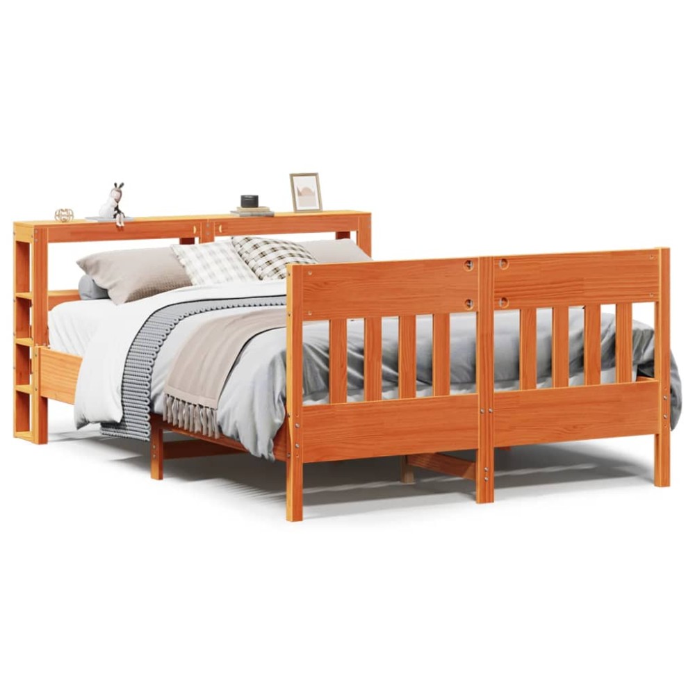 vidaXL Cadru de pat fără saltea, maro ceruit 140x200 cm lemn masiv pin