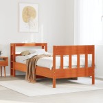 vidaXL Pat de zi fără saltea, maro ceruit, 90x200 cm, lemn masiv pin vidaXL Pat de zi fără saltea, maro ceruit, 90x200 cm, lemn masiv pin