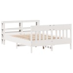 vidaXL Cadru de pat fără saltea, alb, 140x190 cm, lemn masiv de pin
