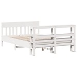 vidaXL Cadru de pat fără saltea, alb, 140x190 cm, lemn masiv de pin