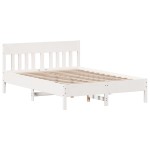 vidaXL Cadru de pat fără saltea, alb, 140x190 cm, lemn masiv de pin