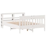 vidaXL Cadru de pat fără saltea, alb, 135x190 cm, lemn masiv de pin