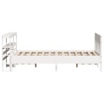 vidaXL Cadru de pat fără saltea, alb, 135x190 cm, lemn masiv de pin