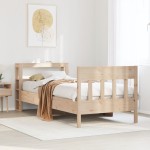 vidaXL Cadru de pat fără saltea, 75x190 cm, lemn masiv de pin