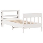 vidaXL Cadru de pat fără saltea, alb, 75x190 cm, lemn masiv de pin
