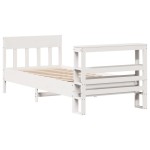 vidaXL Cadru de pat fără saltea, alb, 75x190 cm, lemn masiv de pin