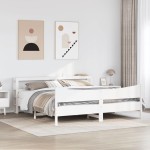 vidaXL Cadru de pat cu tăblie, alb, 180x200 cm, lemn masiv de pin vidaXL Cadru de pat cu tăblie, alb, 180x200 cm, lemn masiv de pin