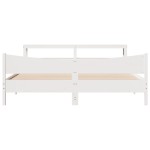 vidaXL Cadru de pat cu tăblie, alb, 180x200 cm, lemn masiv de pin vidaXL Cadru de pat cu tăblie, alb, 180x200 cm, lemn masiv de pin