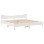 vidaXL Cadru de pat cu tăblie, alb, 180x200 cm, lemn masiv de pin vidaXL Cadru de pat cu tăblie, alb, 180x200 cm, lemn masiv de pin